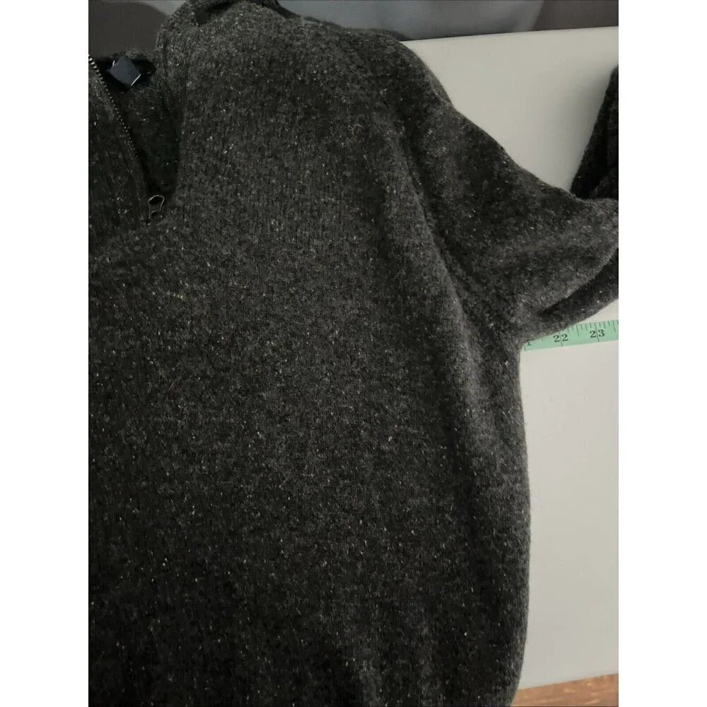 J. Crew Lambswool Donegal Quarter Zip Sweater Mens L‎ Gray Raglan Knit Heritage